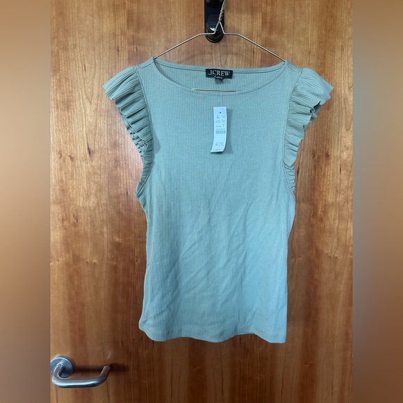 J. Crew BNWT Light Green Ruffle Sleeve Top Size Small - Picture 1 of 6